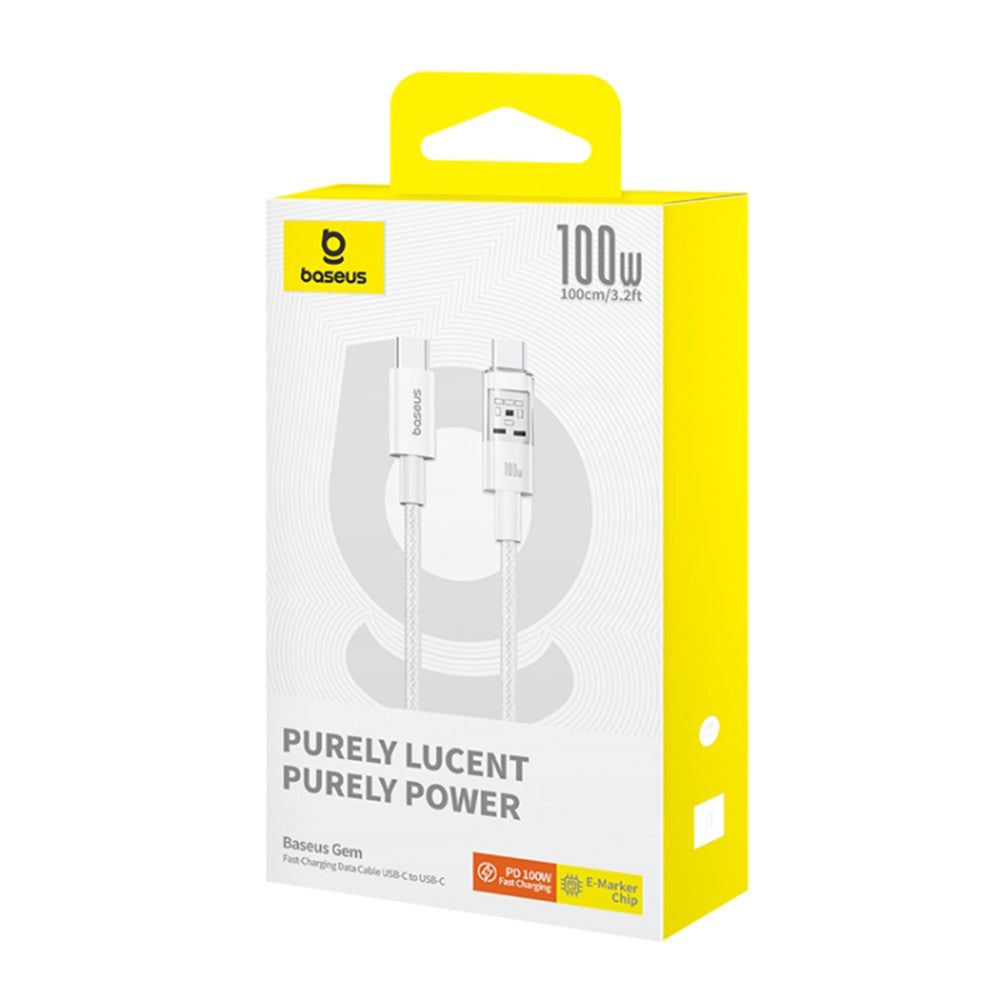Câble de Données et de Charge USB-C - USB-C Baseus Gem, 100W, 1m, Blanc P10373000211-00