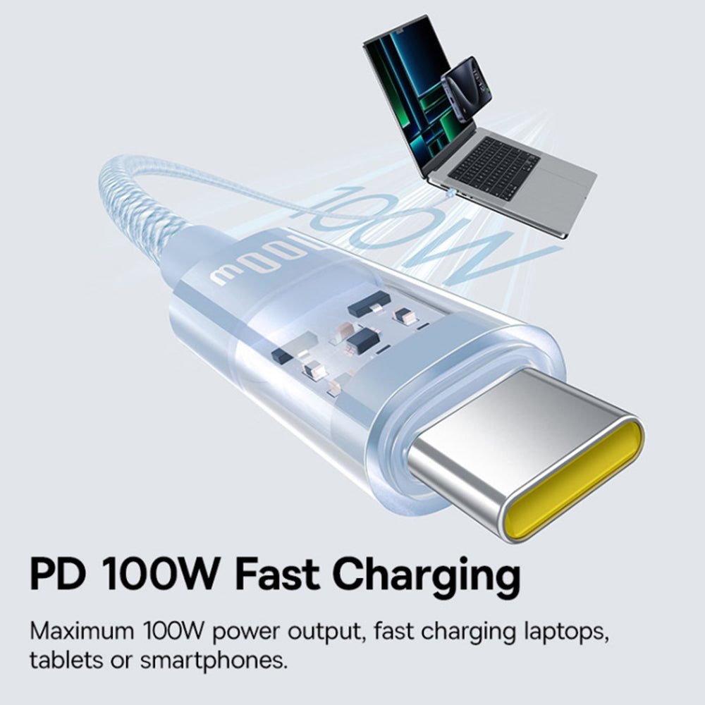 Câble de Données et de Charge USB-C - USB-C Baseus Gem, 100W, 1m, Bleu P10373000311-00
