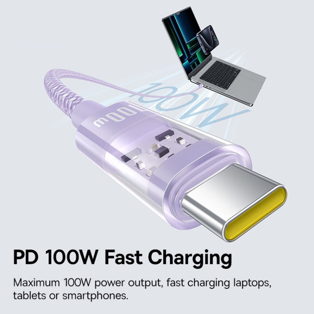 Câble de Données et de Charge USB-C - USB-C Baseus Gem, 100W, 1m, Violet P10373000511-00