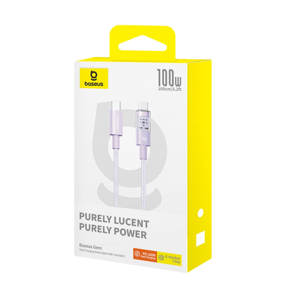 Câble de Données et de Charge USB-C - USB-C Baseus Gem, 100W, 1m, Violet P10373000511-00