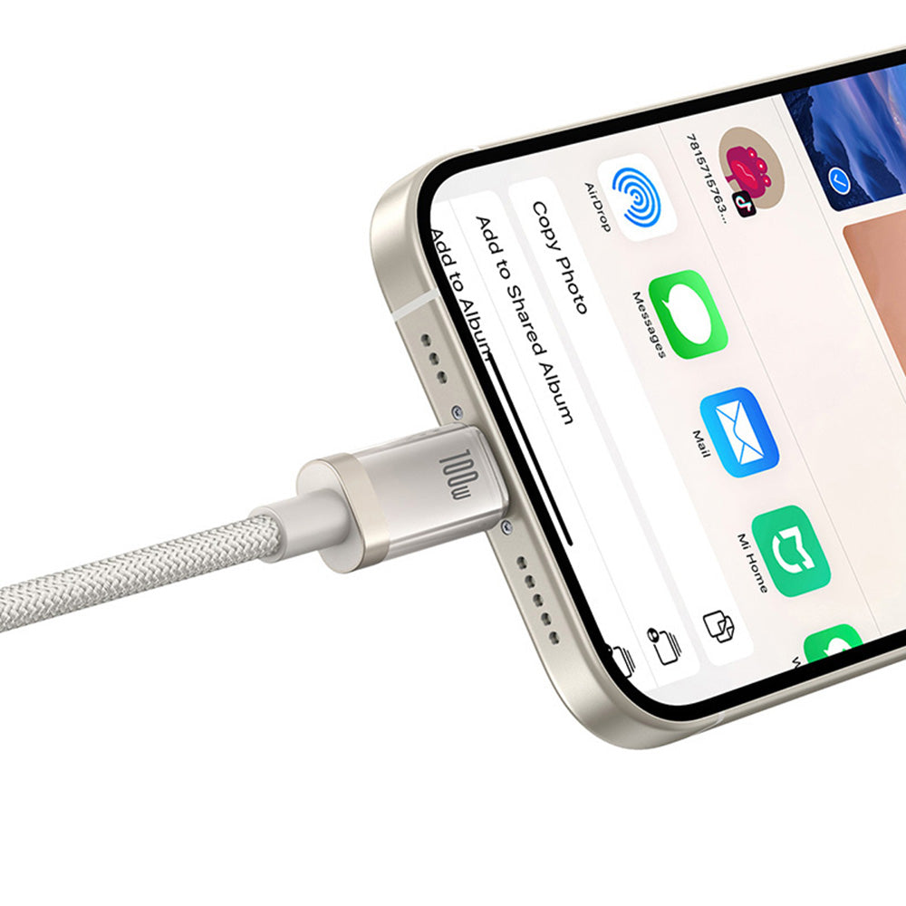 Câble de Données et de Charge USB-C - USB-C Baseus Titanium, 100W, 2m, Argenté P10378100G21-01