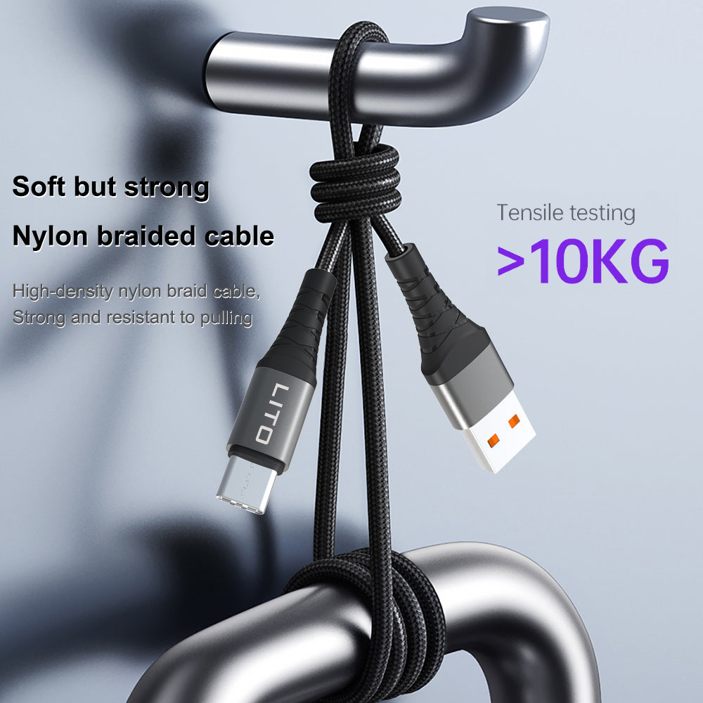 Câble de Données et de Charge USB-C - USB-C Lito LD22CC, 60W, 2m, Noir
