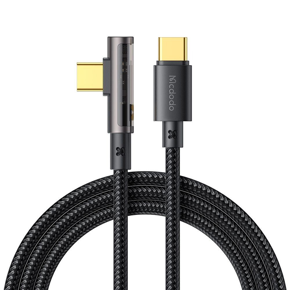 Câble de Données et de Charge USB-C - USB-C McDodo CA-3400 Angled, 100W, 1.2m, Noir