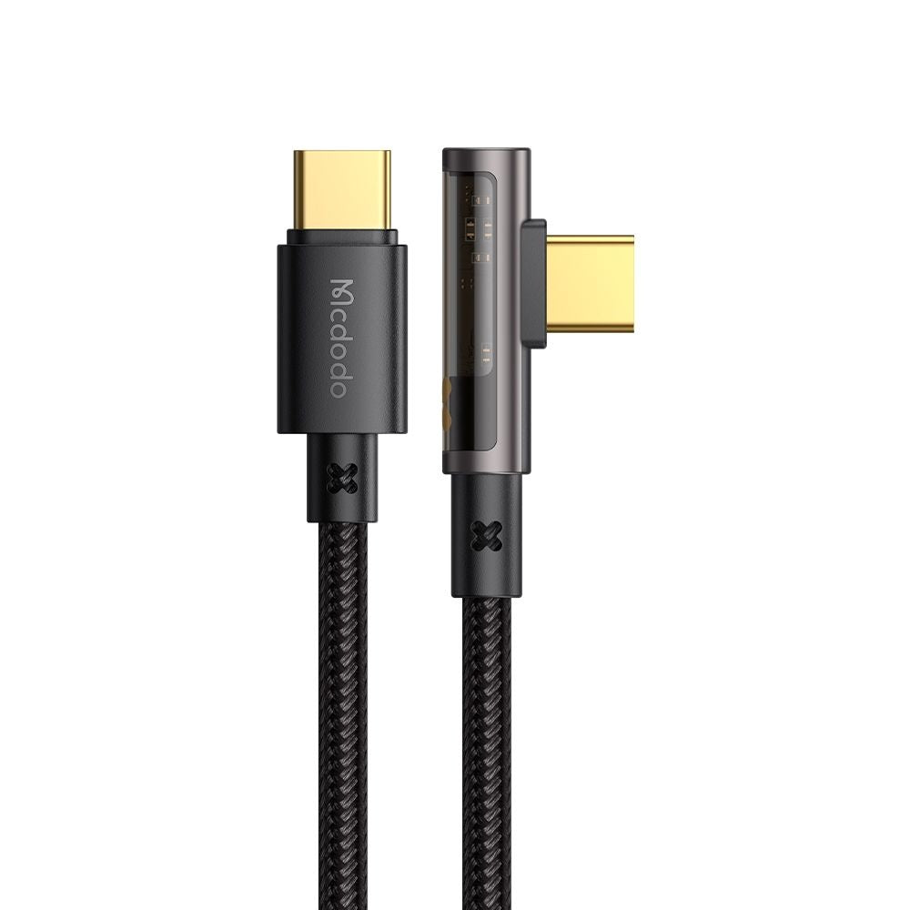 Câble de Données et de Charge USB-C - USB-C McDodo CA-3400 Angled, 100W, 1.2m, Noir