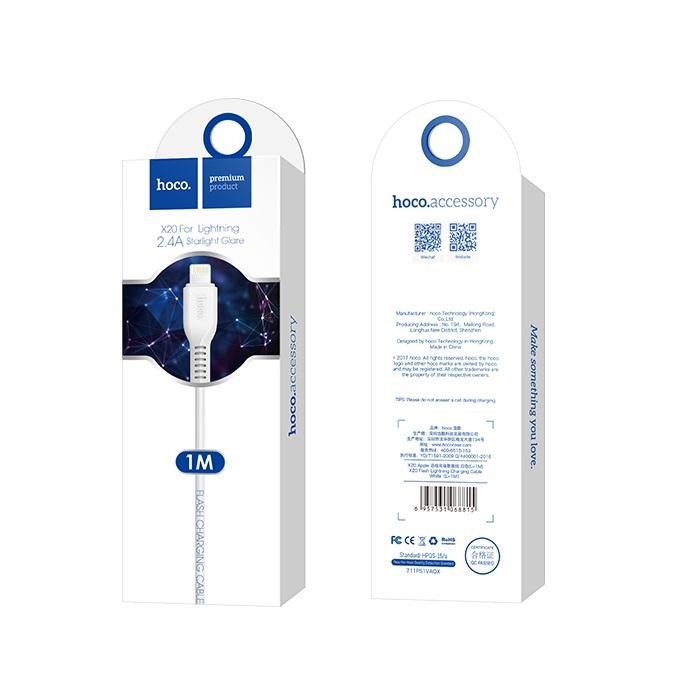 Câble de Données et de Charge USB-A - Lightning HOCO Flash X20, 18W, 1m, Blanc