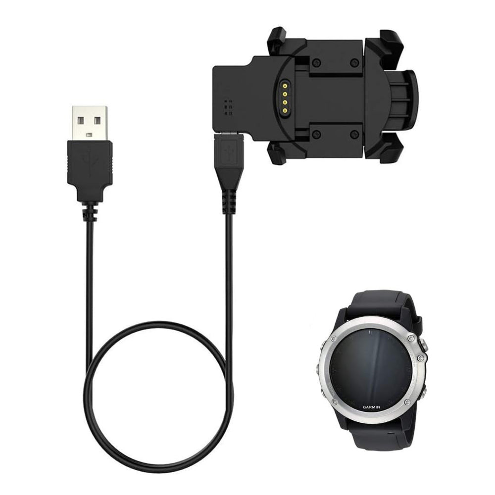 Câble de Chargement Techsuit TGC5 pour Garmin Fenix 3 Sapphire / 3 HR / 3, USB-A, Noir