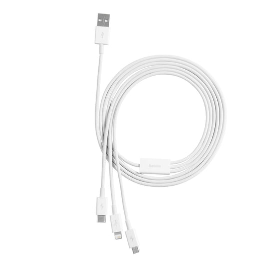 Câble de charge USB-A - Lightning / microUSB / USB-C Baseus Superior 3in1 Series, 20W, 0.5m, blanc