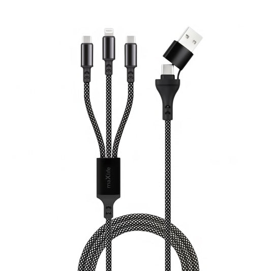 MaXlife 3in1 USB-A / USB-C - Lightning / USB-C Câble de charge MaXlife, 66W, 1m, noir
