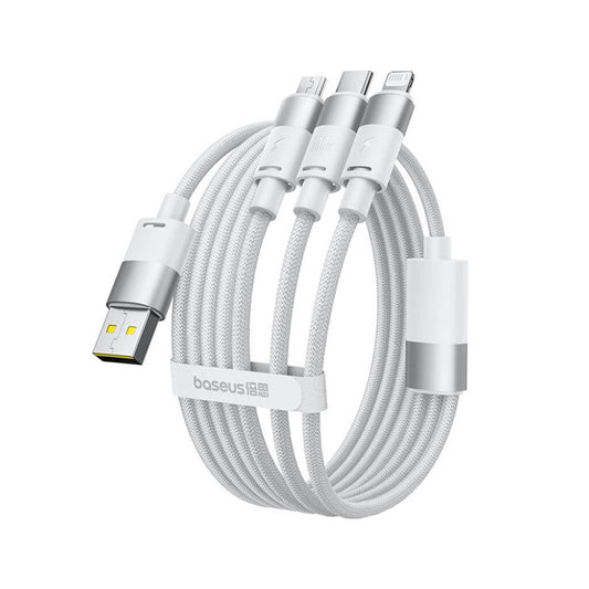 Câble de Chargement USB-A - Lightning / microUSB / USB-C Baseus StarSpeed, 100W, 1.5m, Blanc P10319900211-00