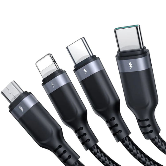 Câble de charge USB-A - Lightning / microUSB / 2 x USB-C Joyroom S-1T4018A18 4in1, 20W, 1.2m, Noir