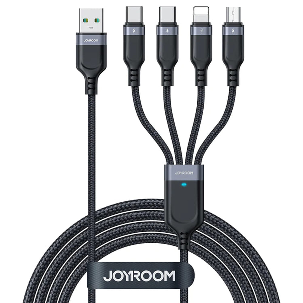 Câble de charge USB-A - Lightning / microUSB / 2 x USB-C Joyroom S-1T4018A18 4in1, 20W, 1.2m, Noir