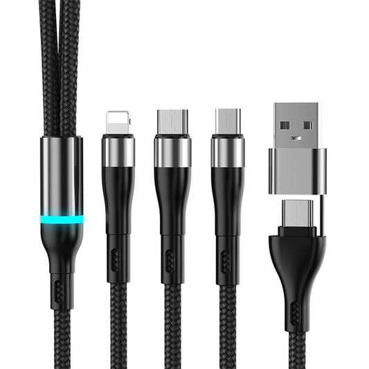 Câble de charge USB-C / USB-A - Lightning / microUSB / USB-C OEM B6, 100W, 1,2m, Noir