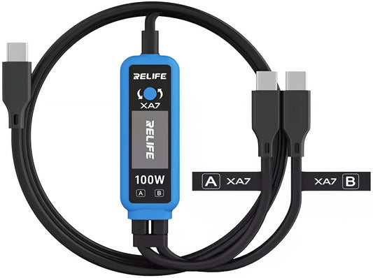 Câble de charge USB-C - 2 x USB-C Relife XA7 Display, 100W, 1,33m, Noir