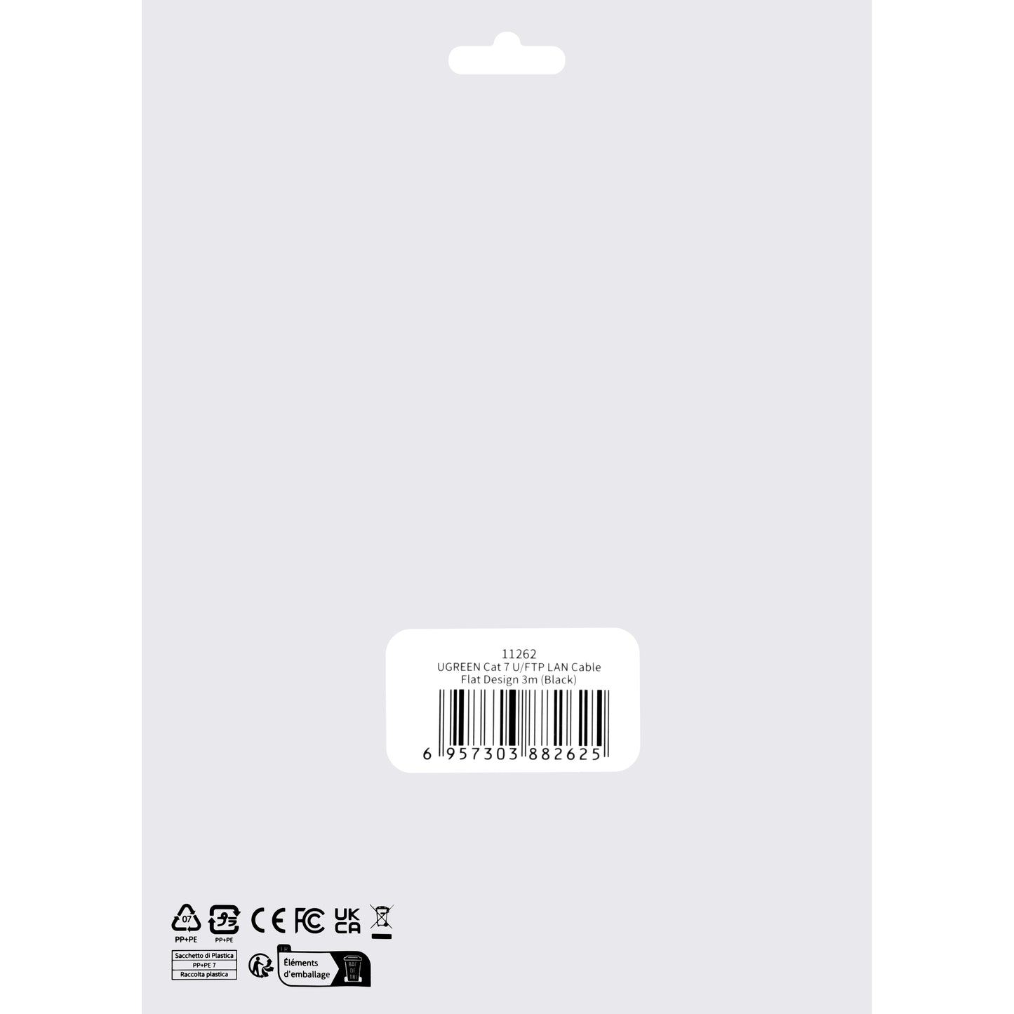 Câble réseau UGREEN NW106 plat, UTP, Cat7, 3m, noir