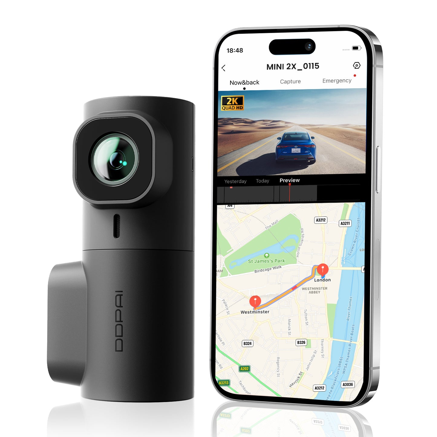 Caméra Auto DDPAI MINI2X, 2K, Wi-Fi
