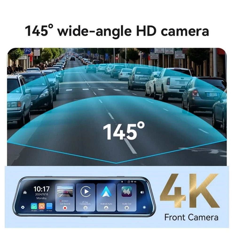 Caméra Auto Yesido KM24 avec Carplay / Android Auto, 4K, Affichage 9.66 pouces
