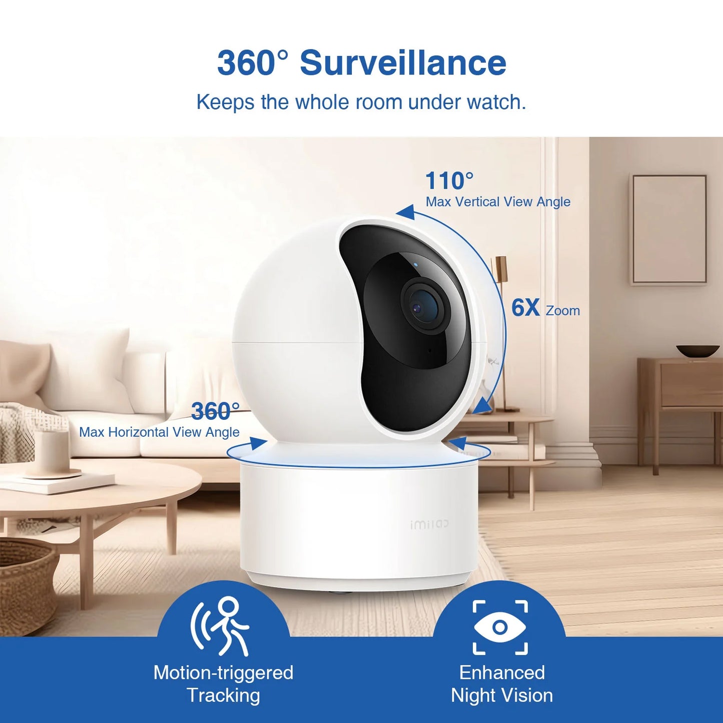 Caméra de Surveillance iMILAB C21 MI, Wi-Fi, 2.5K, Intérieur