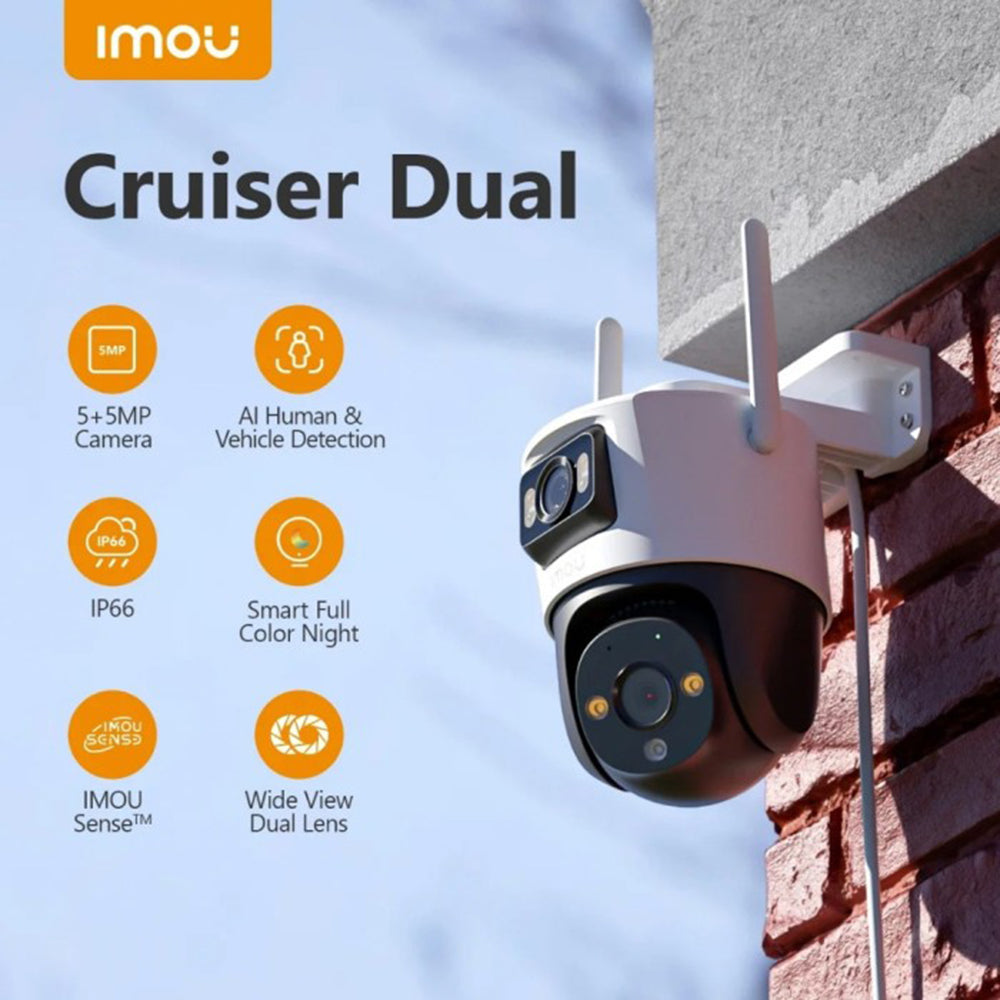 Caméra de Surveillance Imou Cruiser Dual, Wi-Fi, 2.8K + 2.8K, IP66, Extérieur, Blanche IPC-S7XP-10M0WED-0360B