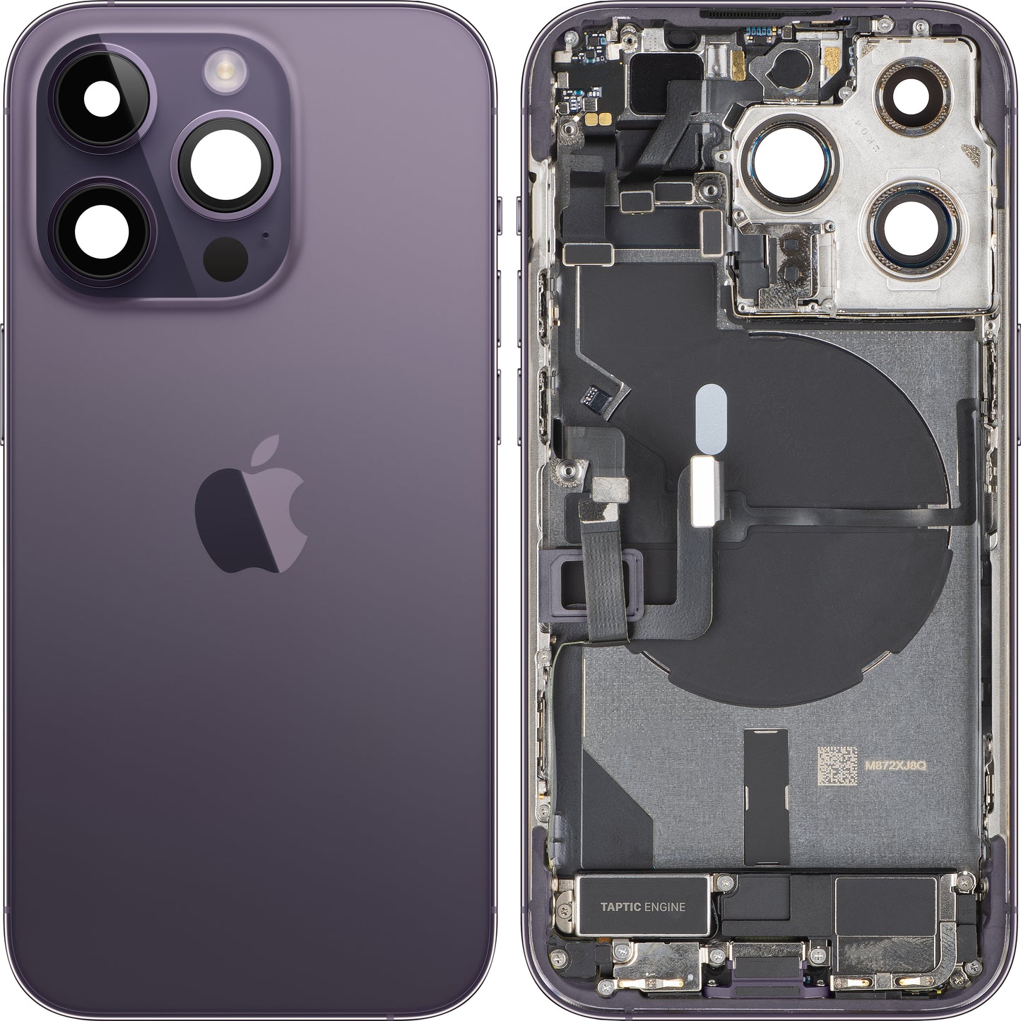 Couvercle de batterie Apple iPhone 14 Pro, avec boîtier intermédiaire, pièces complètes, Violet (Deep Purple), Échange