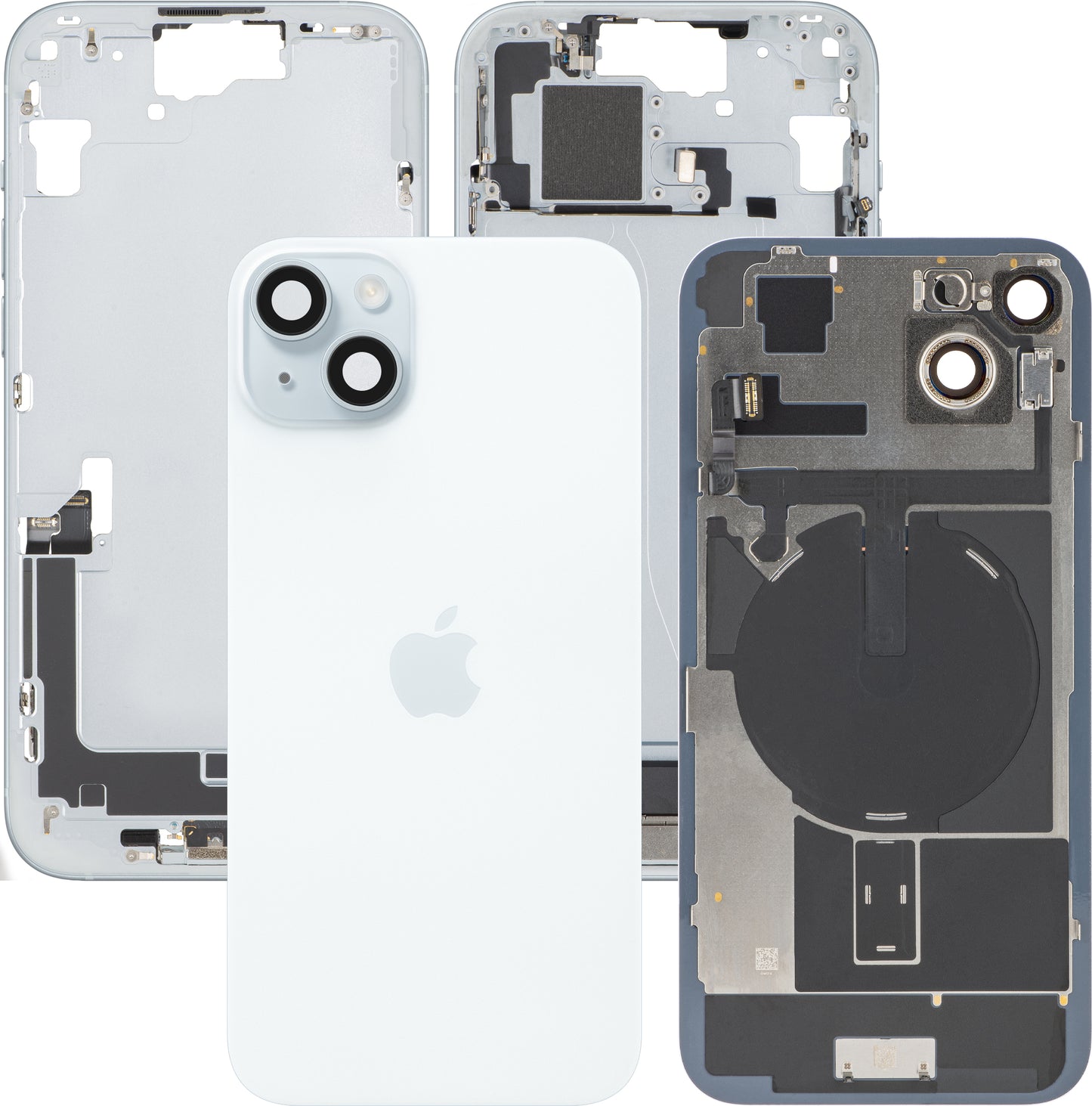 Couvercle de batterie Apple iPhone 15 Plus, avec coque intermédiaire, toutes pièces incluses, bleu, échange