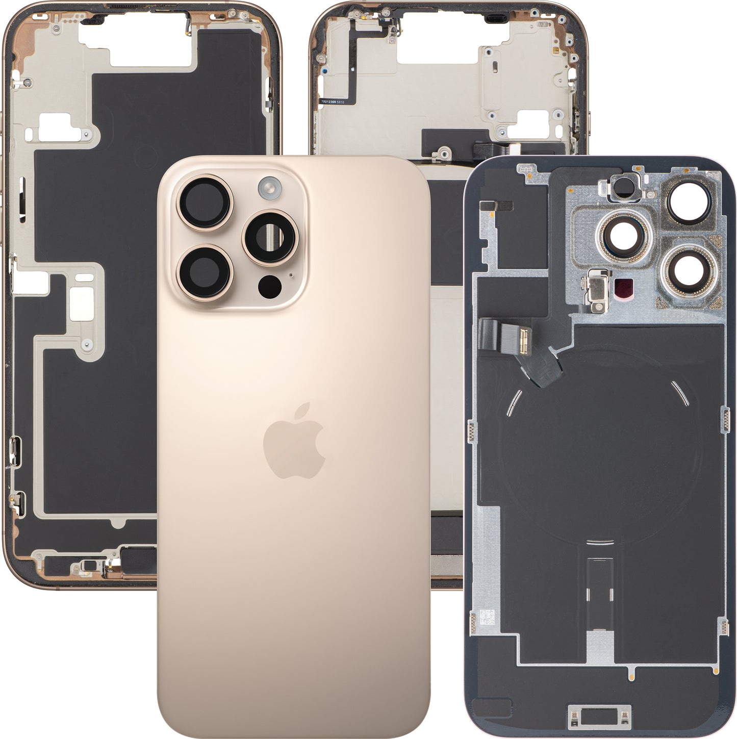 Couvercle de batterie Apple iPhone 16 Pro Max, avec boîtier intermédiaire, toutes pièces incluses, Doré (Titanium Désert), Échange