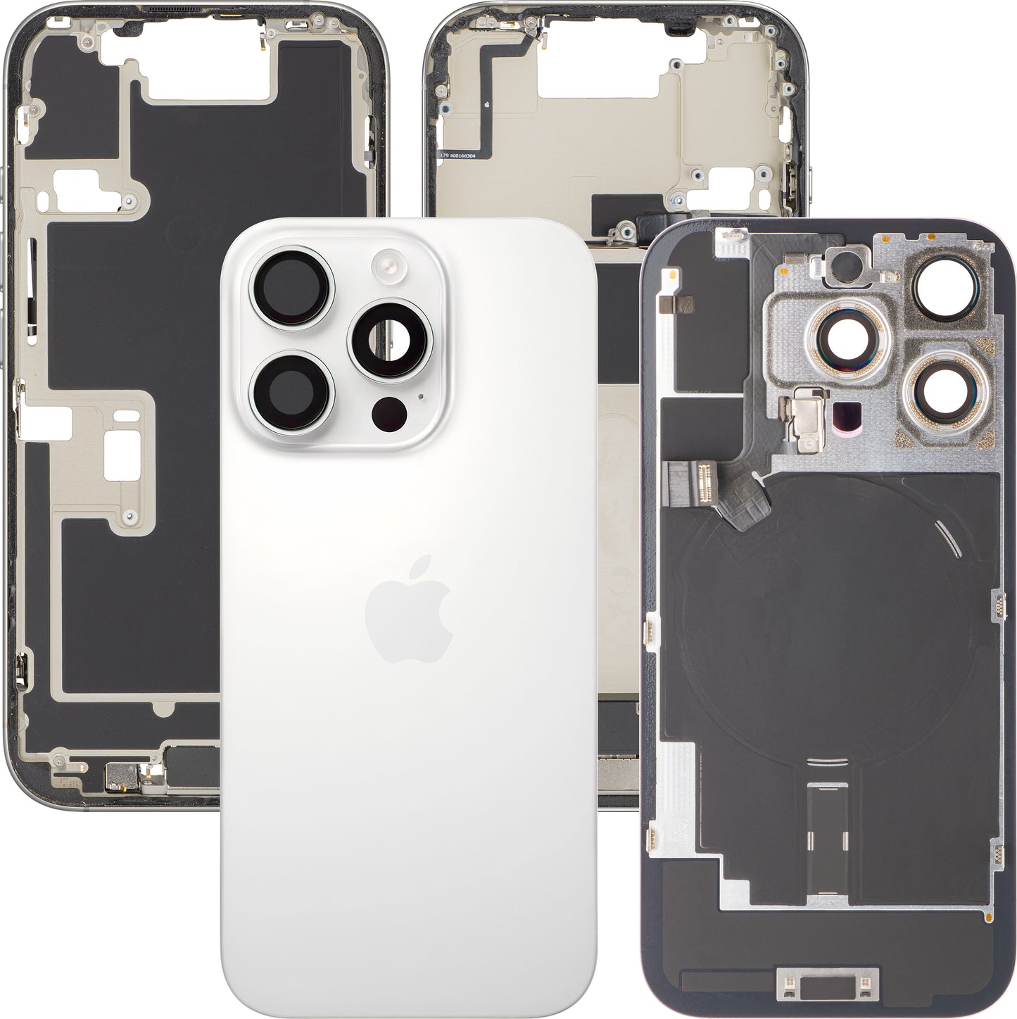 Couvercle de batterie Apple iPhone 16 Pro, avec boîtier intermédiaire, pièces complètes, Blanc (Titane Blanc), Échange
