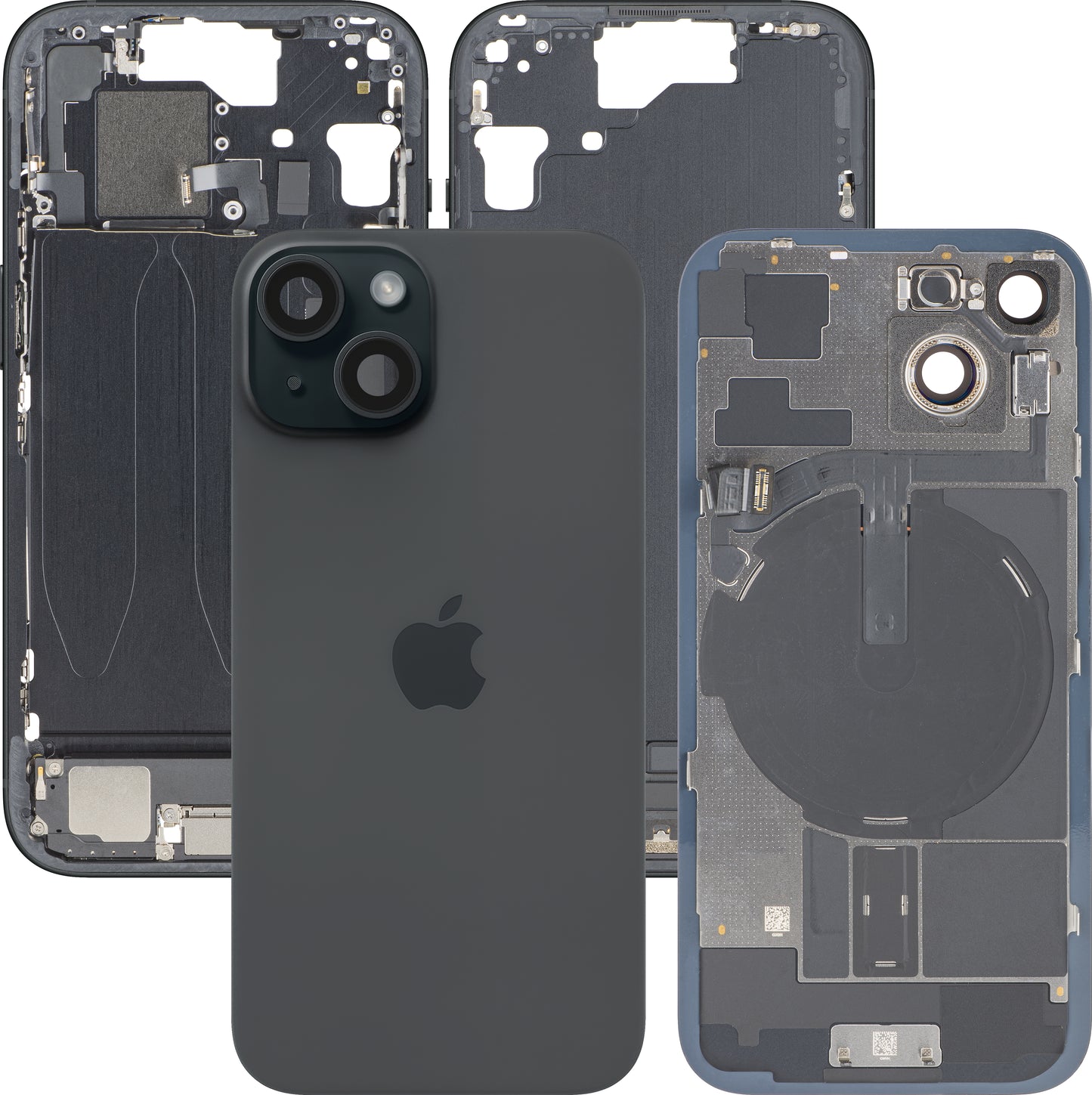 Capot Batterie Apple iPhone 15, Avec Coque Centrale, Complet, Noir, Échange