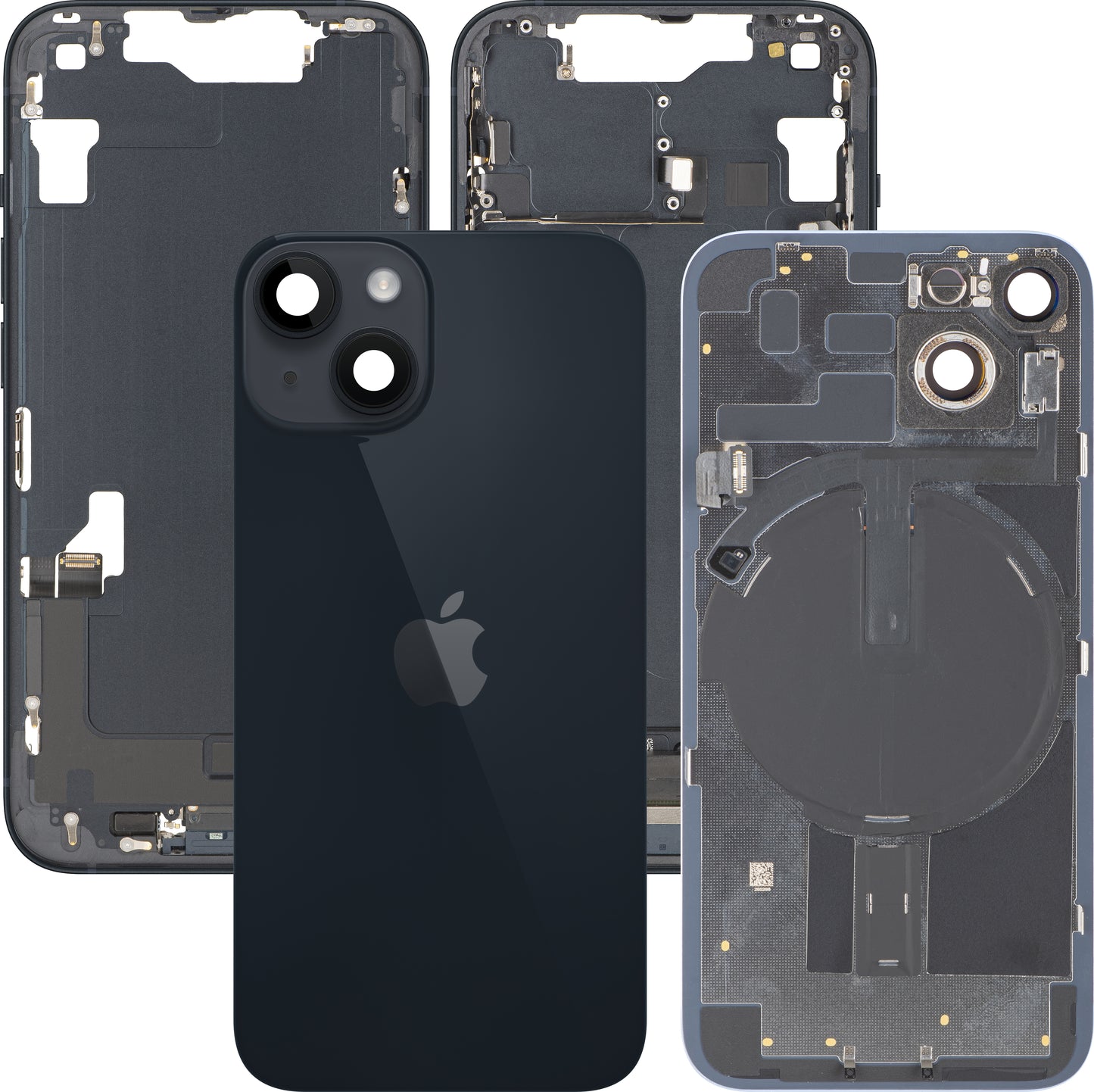 Couvercle de batterie Apple iPhone 14, avec coque centrale, pièces complètes, noir (Minuit), échange