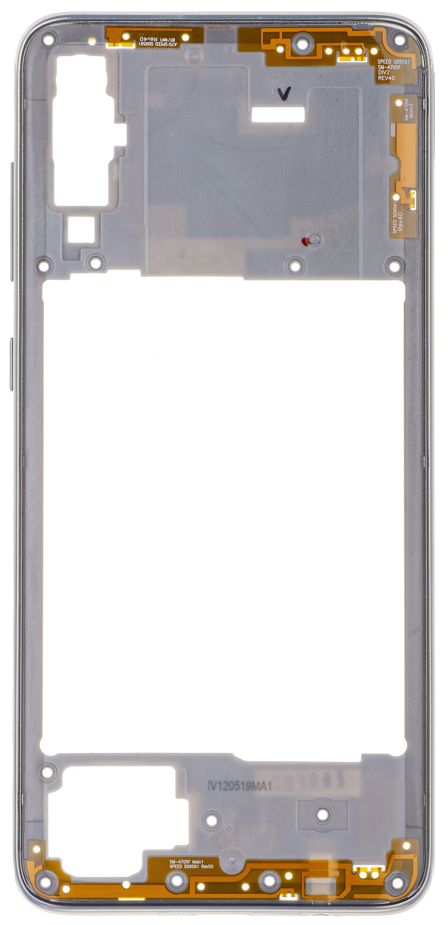 Coque centrale Samsung Galaxy A70 A705, Argentée