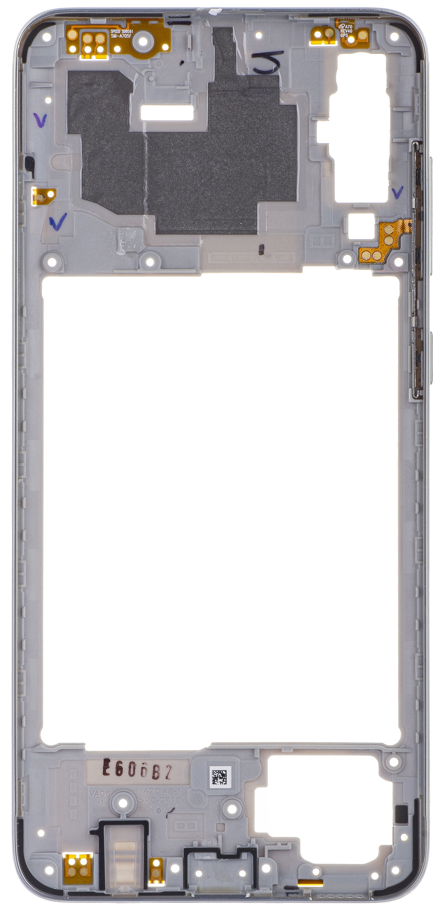Coque centrale Samsung Galaxy A70 A705, Argentée