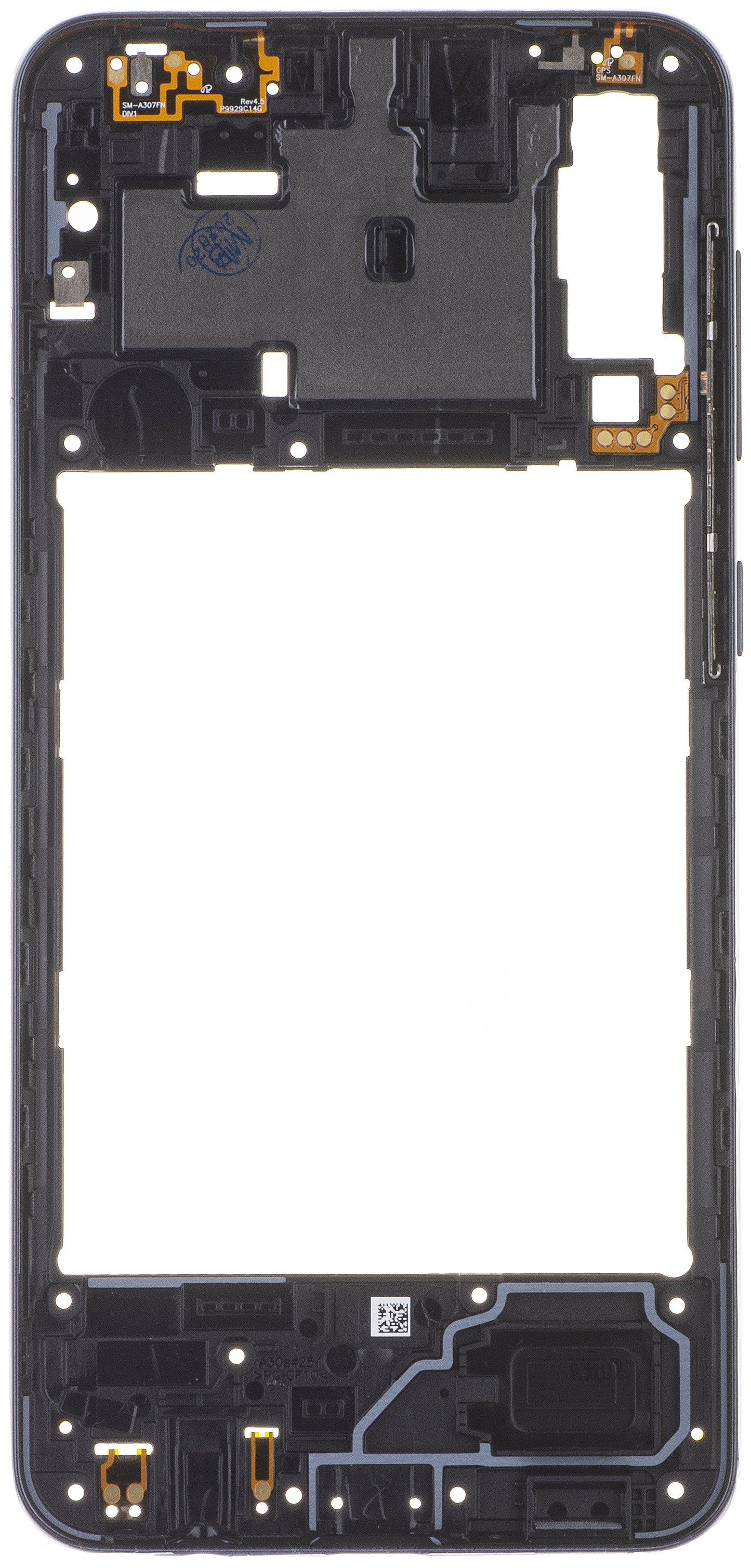 Coque centrale Samsung Galaxy A30s A307, noire