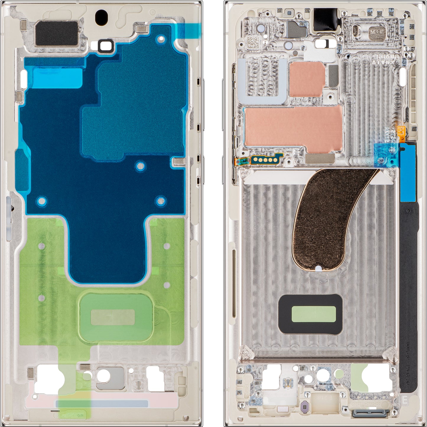 Coque centrale Samsung Galaxy S23 Ultra S918, crème, Service Pack GH96-15833B