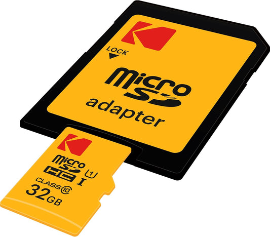 Carte mémoire microSDHC Kodak Premium Performance, 32Gb, Classe 10 / UHS-1 U1, Avec Adaptateur EKMSDM32GHC10K