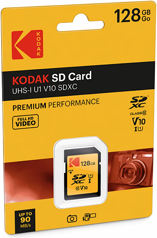 Carte Mémoire SDXC Kodak Premium Performance, 128Go, Classe 10 / UHS-1 U1 EKMSD128GXC10K