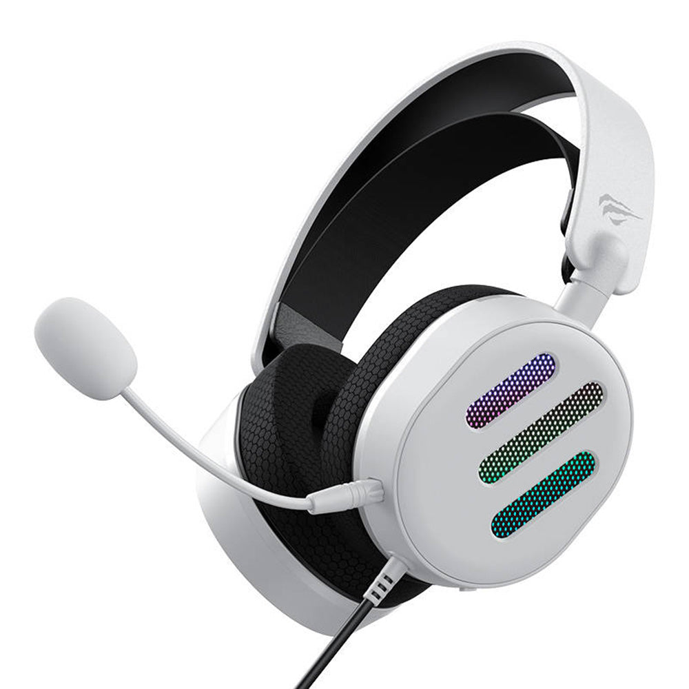 Casques Gaming 3.5mm HAVIT H2038U, RGB, 2.1m, Blancs