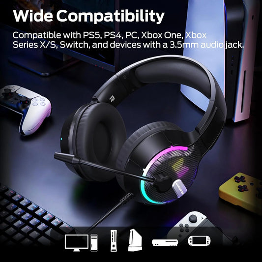 Casque Gaming 3,5 mm Monster Mission 320, RGB, 1,9 m, Noir