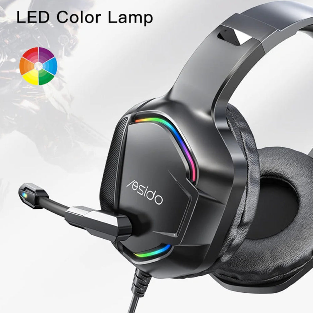 Casque Gaming 3.5mm Yesido EK01, RGB, 1.2m, Noir