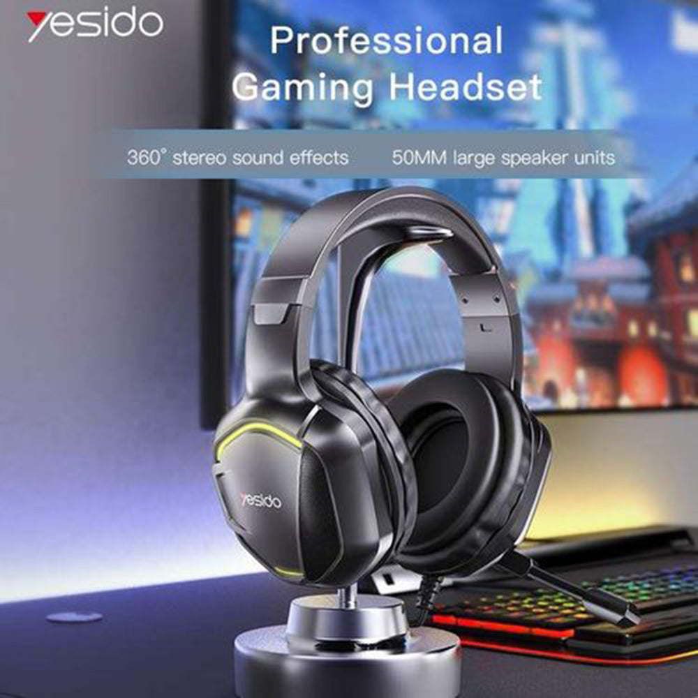 Casque Gaming 3.5mm Yesido EK01, RGB, 1.2m, Noir