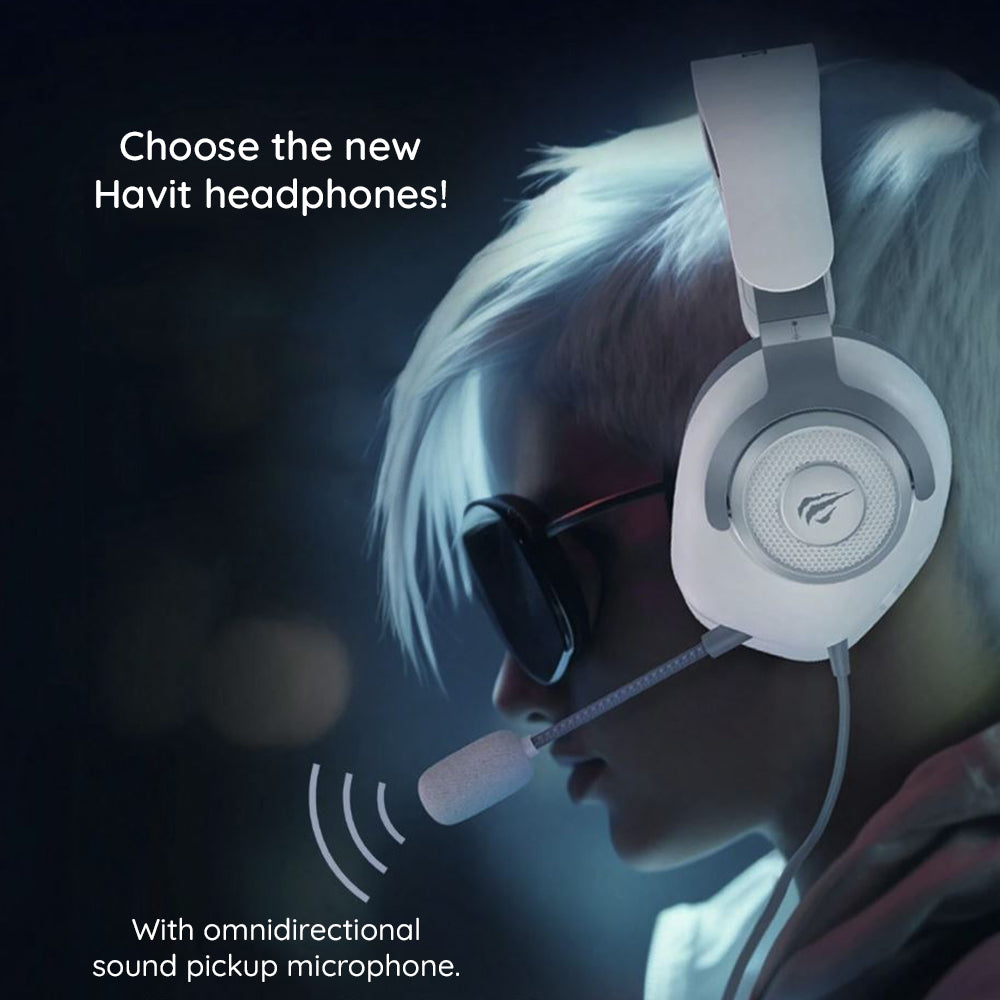 Casque Gaming USB HAVIT H2230U, 1.8m, Blancs