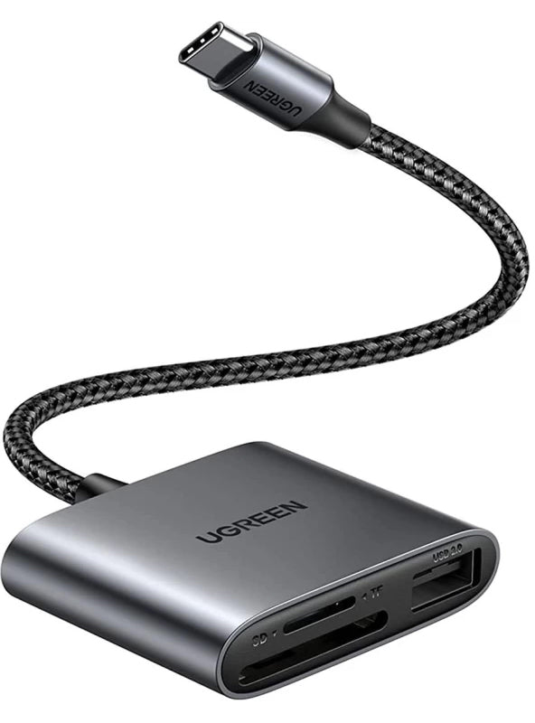Lecteur de carte USB-C UGREEN CM387, USB-A (OTG) - SD - microSD, Noir