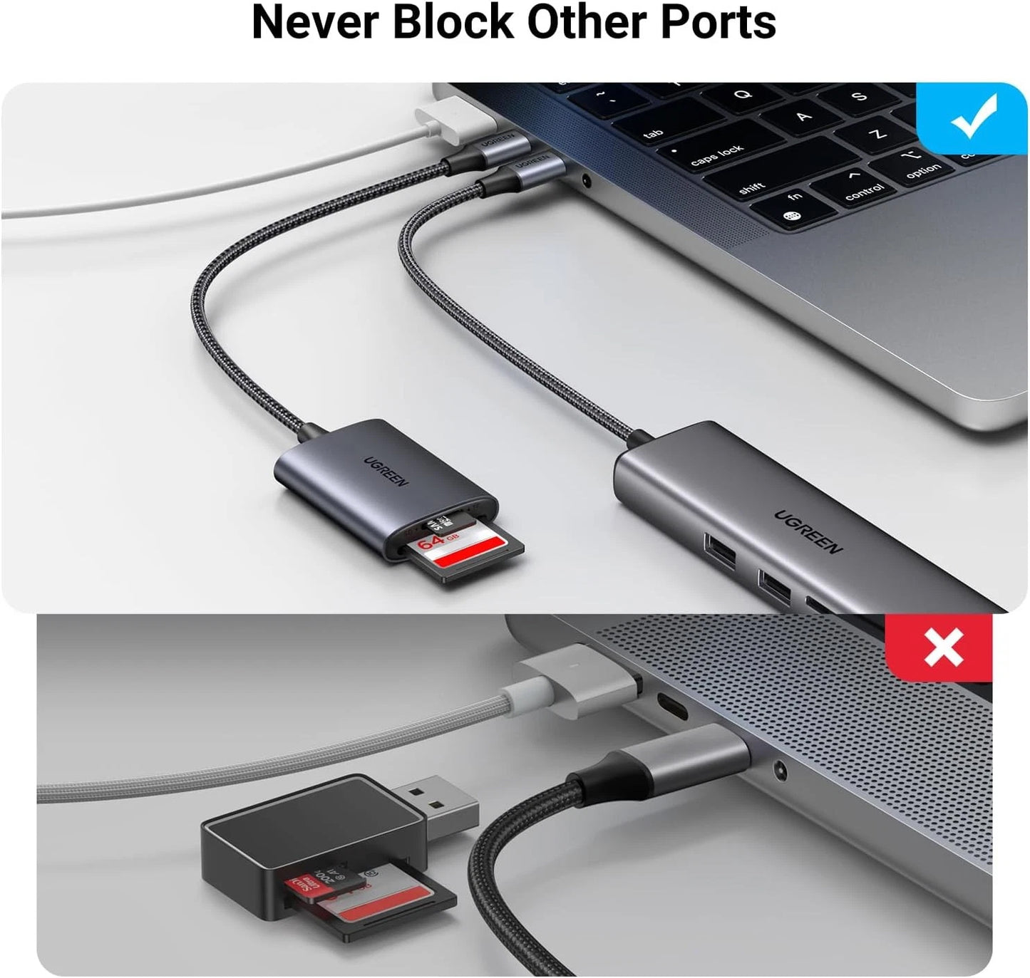UGREEN CM401 USB-C Card Reader, SD - microSD, Gray