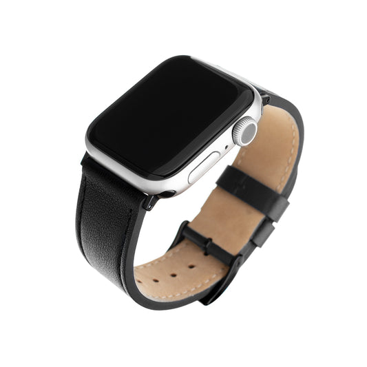 Bracelet Fixed Leather pour Apple Watch 49mm / 46mm / 45mm / 44mm / 42mm Series, Noir