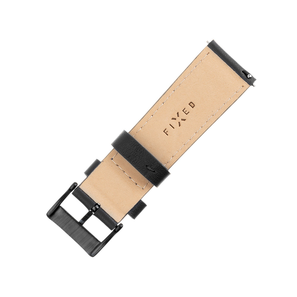 Bracelet en cuir Fixed pour Huawei Watch / Xiaomi Watch Series, 22mm, Noir.