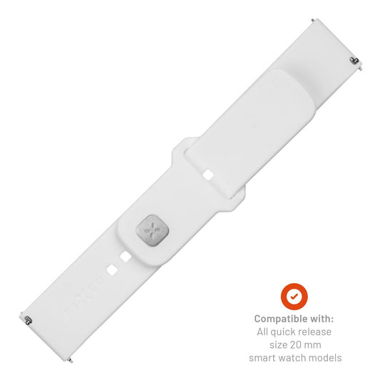 Bracelet Fixed Silicone Sporty pour Samsung Galaxy Watch / Huawei Watch Series, 20mm, Blanc