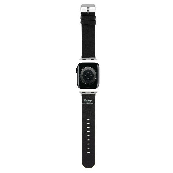 Bracelet Hello Kitty Leather Kitty & Bows pour Apple Watch 42mm / 41mm / 40mm / 38mm Series, Noir