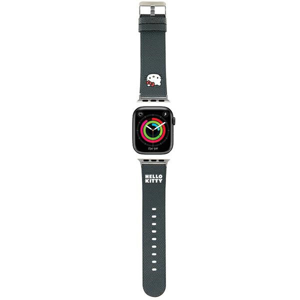 Bracelet Hello Kitty Leather Kitty Head pour Apple Watch 42mm / 41mm / 40mm / 38mm Series, Noir