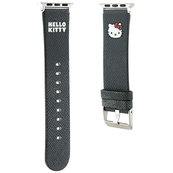 Bracelet Hello Kitty Leather Kitty Head pour Apple Watch 42mm / 41mm / 40mm / 38mm Series, Noir