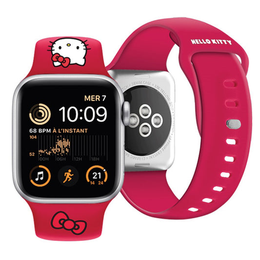 Bracelet Hello Kitty Silicone Kitty Head pour Apple Watch 42mm / 41mm / 40mm / 38mm Series, Rose