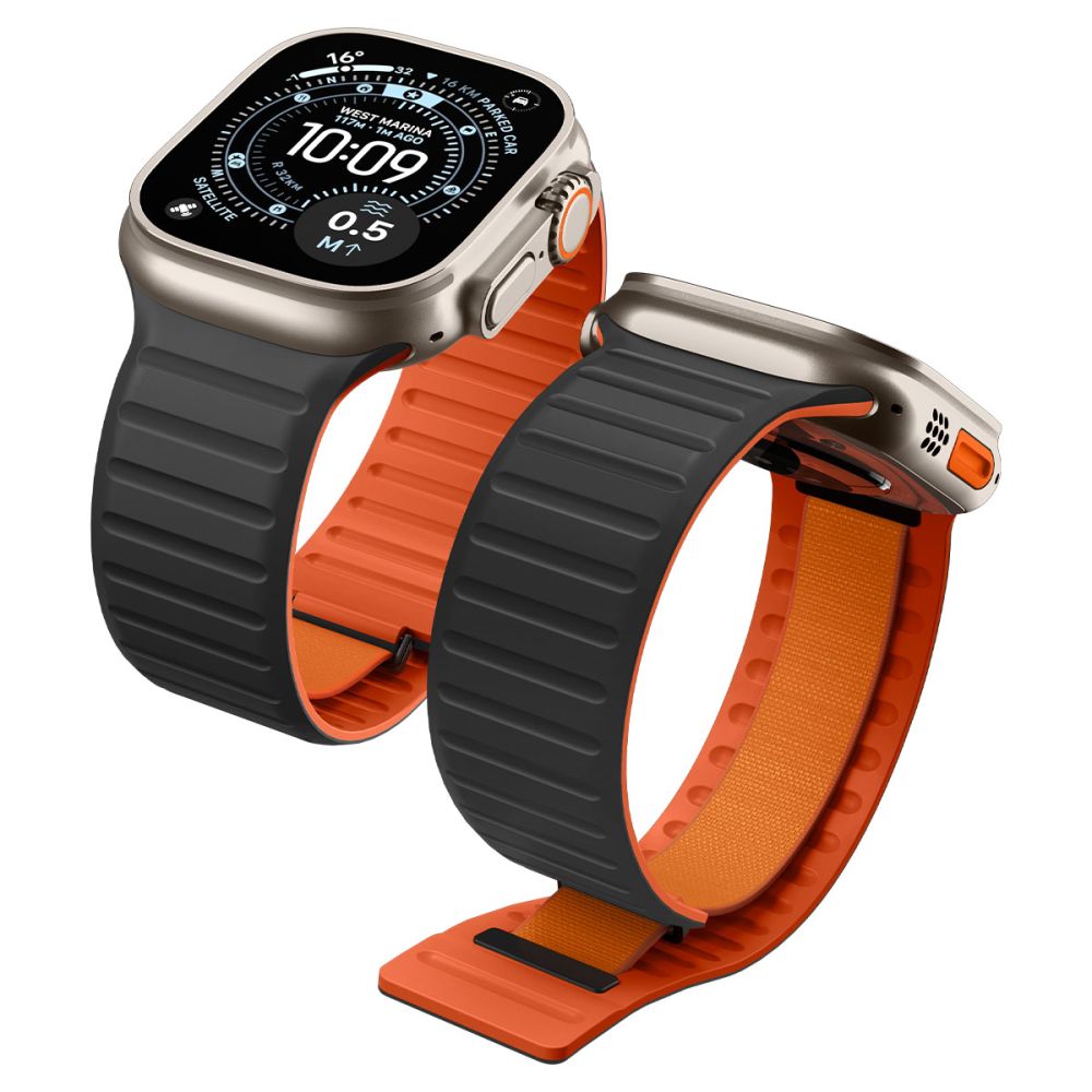 Bracelet Spigen Athlex Air M pour Apple Watch 49mm / 46mm / 45mm / 44mm Series, Noir Orange AMP11534
