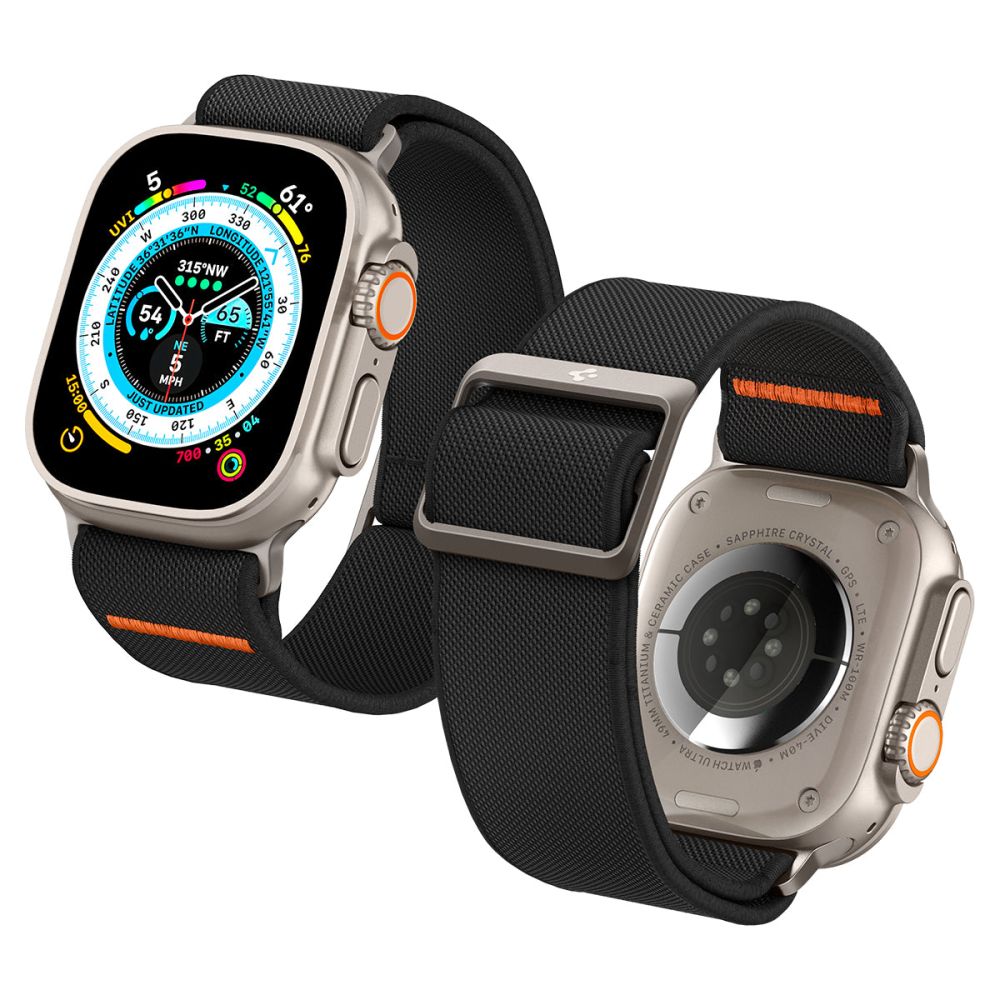 Bracelet Spigen Fit Lite Ultra pour Apple Watch 49mm / 46mm / 45mm / 44mm / 42mm Series, Noir AMP05983